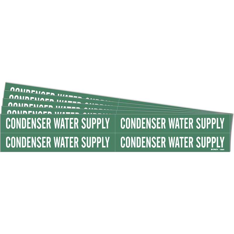 CONDENSER WATER SUPPLY Pipe Marker Style 4 Polyester WT on GN 4 per Card, 5 PK